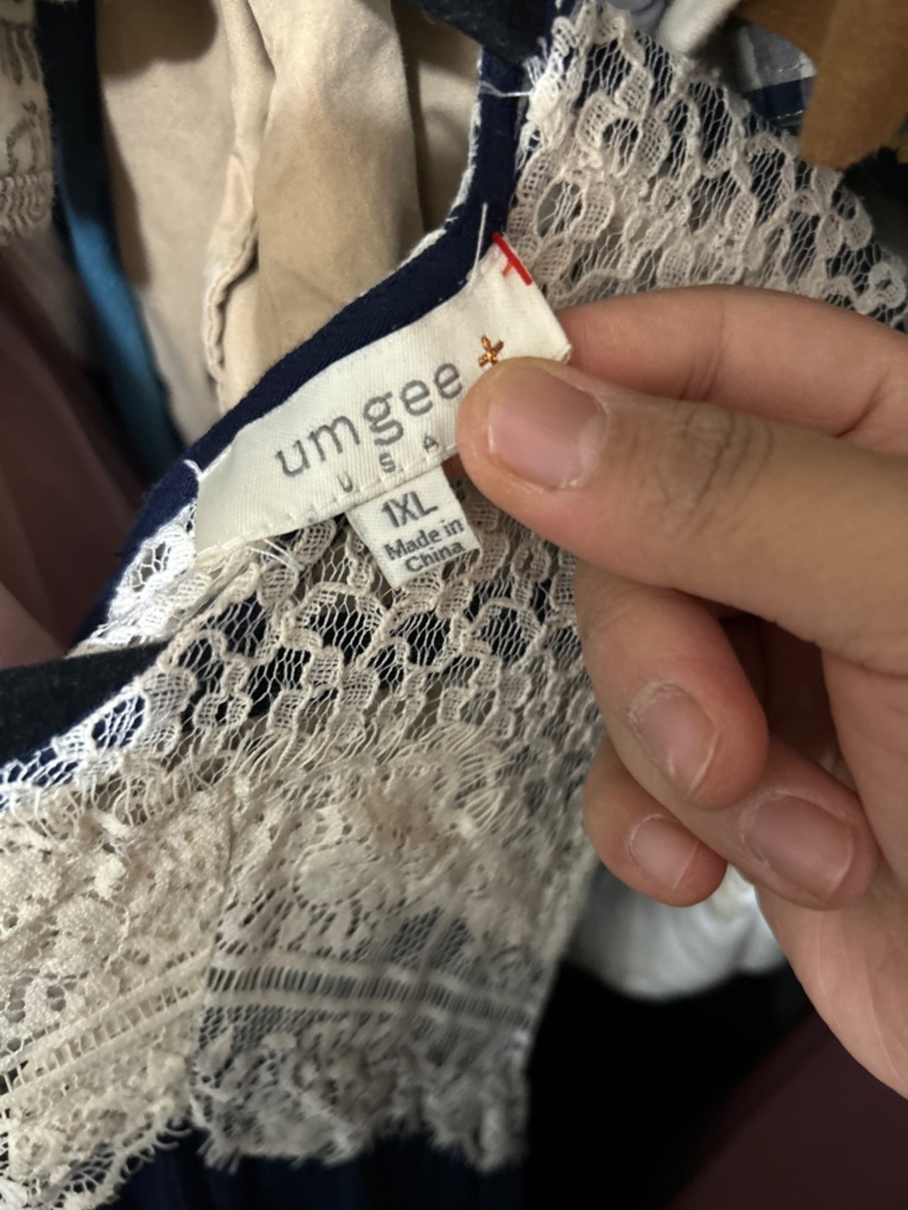 Umgee Navy Tunic with Lace Accents - Picture 4 of 4